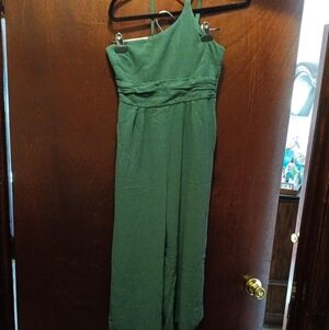 Woman's Linen Blend Culotte Jumpsuit Spaghetti Strap Size Medium